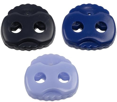 AERZETIX - Juego de 12 bloqueos cordones ovalados con resorte 22mm con 2 agujeros - color azul claro azul azul oscuro - aberturas 4.5mm - en plástico - ropa deportiva mochilas manualidades