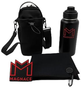 MAGNACE Magnetic Gym Bag Bundle, 3-in-1 Set with Water Bottle Holder, Magnetic Pouch, Towel & Sling Bag – Portable Fitness Carrier for Men & Women – Black