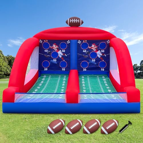 GR8FUN Carnival Inflatable Football Toss Game with 4 Balls and Blower, Throwing Target Game for Commercial Events, Carnivals, Family Parties