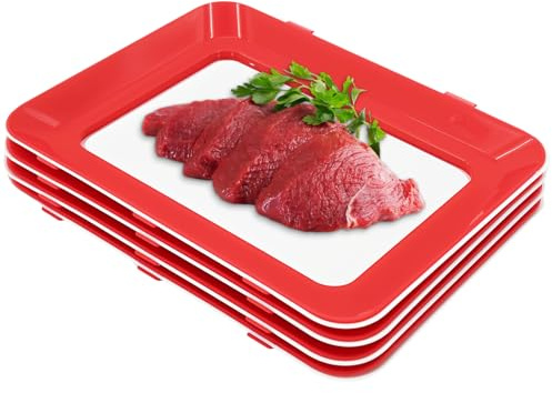 CeyKvo Contenitore sottovuoto per alimenti, 4 pezzi, con pellicola elasticizzata, per alimenti, salsicce e alimenti, riutilizzabile, organizer da cucina con coperchio