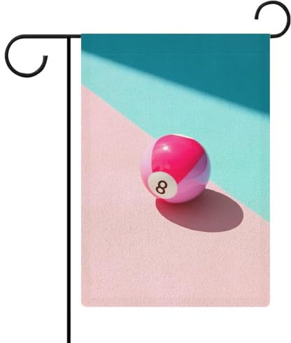 Coquette Drapeau de jardin rose à 8 boules en toile de jute double face 30,5 x 45,7 cm