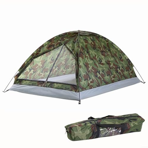 Ultralight Backpacking Tent for 1-2 Person | Camouflage Outdoor Hiking Tent with Fiberglass Poles | Water Resistant Silver Coating & Ventilated Mesh Roof | Two Way Zip Entry(2 person)