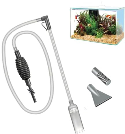 Mikiuly Aspirateur Aquarium, Nettoyeur de Sable de Gravier D'aquarium, 1.7m Aspirateur à Bec Canard, Tuyau Flexible PVC, Pompe Nettoyage Aquarium Kit, pour Nettoyage Aquarium pour Changer l'eau
