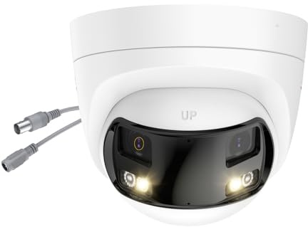 ANNKE Telecamera di sicurezza analogica da 5 MP, telecamera aggiuntiva a cupola cablata per sistema TVI analogico, grandangolo di 180°, doppia illuminazione, audio usa e getta, IP67 (nessuna