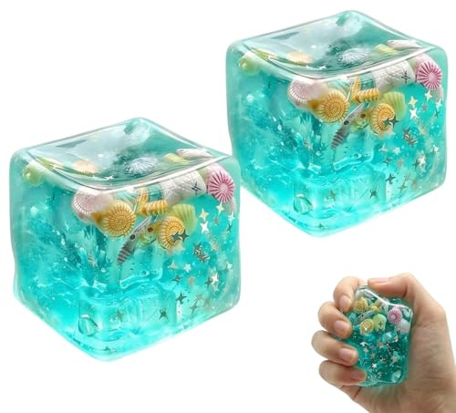 2 PCS Ice Cube Stress Balls , decorations and Stress Relief Decorations, Water Drop Stress Ball and Stress Cube
