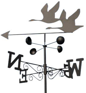 Olive Grove Wetterfahne - GÄNSE aus Stahl mit Erdspieß und Wandhalterung.