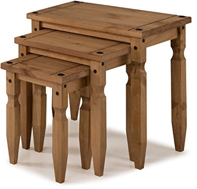 Mercers Furniture Corona Piccolo Nest of 3 Tables - Antique Wax Pine (brown)