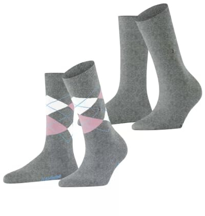 Burlington dam Strumpor Everyday Mix Multipack W So bomull mönstrade 2 par, Grå Light Grey 3401, 36-41