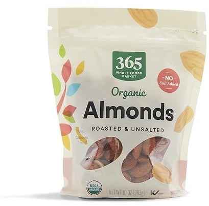 365 by Whole Foods Market, Organic Roasted Unsalted Almonds, 10 Ounce