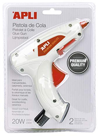 APLI 16668 - Pistola temofusible de cola 20w premium + 2 barras