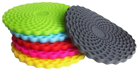 Multicoloured Drinks Coasters Set of 6 by Stone & Thyme - a UK Brand. Non Slip, Heatproof & Easy to Clean. Colourful Decorative Home Accessories That Protect All Surfaces.