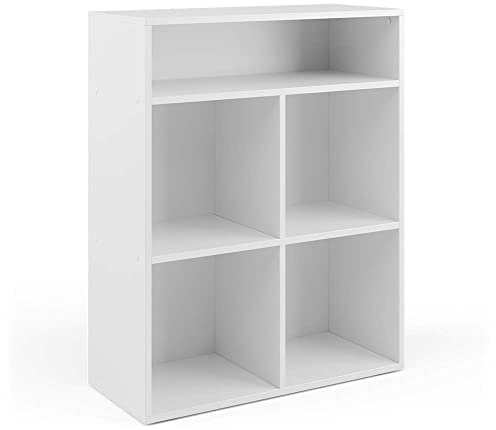 Vicco Kinderregal Weiß Luigi 4 Fächer - 72x90x31 cm aus Spanplatte - Bücherregal für Familien mit Kids, Platzsparende Lösung für tägliche Nutzung