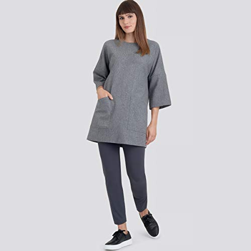 SIMPLICITY SS9183A A (XXS-XS-S-M-L-XL-XXL) damtunika topp med utsvängda ärmar och formade framfickor klänningsfickor och byxa med dragkedja på sidan