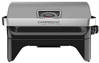 Campingaz Attitude2go, Barbecue de Table à Faible fumée, BBQ Portable, transportable, à Couvercle, thermomètre, et Grille en Fonte, Alimentation : Bouteille de gaz R907, Gris