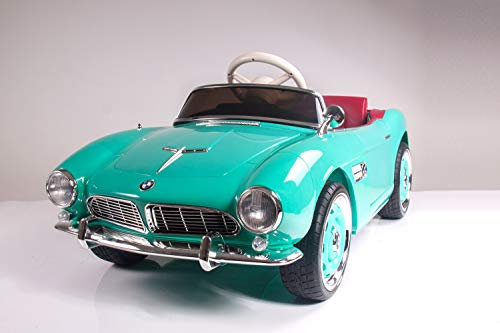 ES-TOYS Kinderfahrzeug - Elektro Auto BMW 507 Oldtimer - lizenziert - 12V7AH, 2 Motoren- 2,4Ghz Fernsteuerung, MP3, Ledersitz+Eva (Grün)