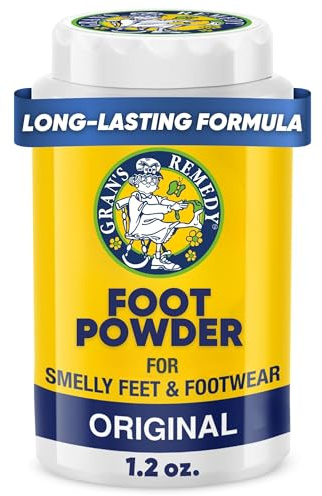 Gran's Remedy Shoe Deodorizer and Foot Powder for Smelly Feet - Effective Shoe Odor Eliminator in Travel Size - Absorbs Sweat and Moisture for Shoes and Feet - Unscented
