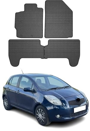 OMAC Gummi Fußmatten kompatibel mit Toyota Yaris 2005-2011 Automatten Gummi Schwarz 4tlg