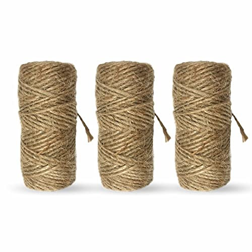Natural String For Crafts Bakers Horticultural Jute Twine Craft Cord For Crafting Binding Wrapping Packing Floristry Reel Christmas Floral Gardening Gifts Baler (30 METER, pack of 3)