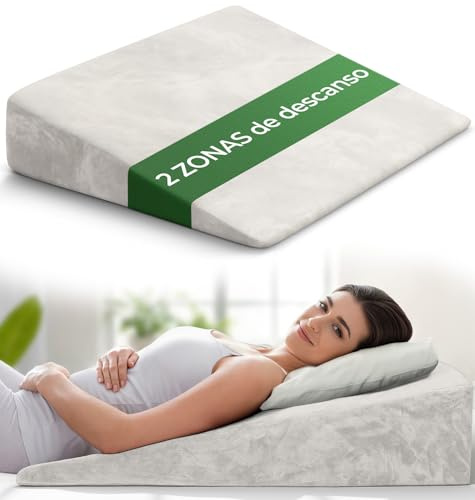 Well B4 Cojín cuña ergonómico para Cama y sofá, Almohada cuña [con 2 Zonas de reclinación], cojin Espalda, cómoda Almohada antirreflujo y cojín de Lectura para elevación del sueño o como Respaldo