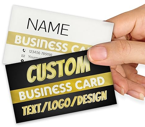 Visitenkarten Personalisiert, Visitenkarten Selbst Gestalten Mit Eigenem Logo/Foto/Text, Doppelseitiger Druck Wasserdicht 90mmx54mm, Personalised Business Cards/Unternehmen/Dankeskarten