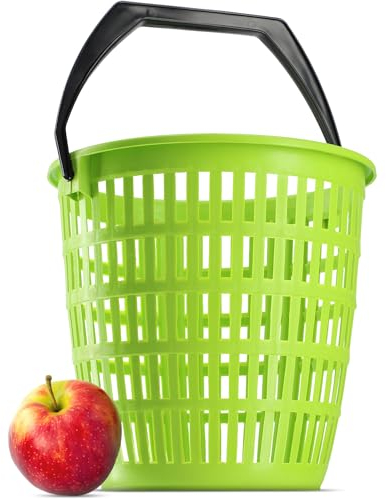 KADAX Contenitore rotondo con manico, robusto cesto per la biancheria, 12 litri, contenitore per la biancheria, in plastica, cestino con motivo forato (12 l, verde)