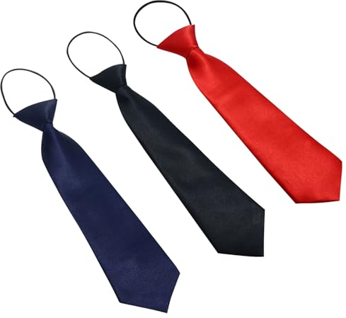 EUPSIIU 3 Stück Kinder Krawatte, Jungen Krawatte, Vorgebunden Krawatte mit Gummiband, Seidenlook, Satin Plain farbige formale Krawatte für Hochzeit Abschlussfeier Show (Mehrfarbig, Universalgröße)
