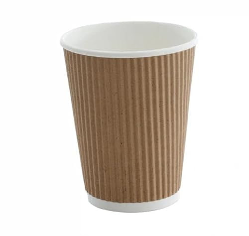 Sabco - 25 tasses à café de 237 ml – Gobelets en carton de 237 ml – Gobelets en carton pour boissons chaudes – Tasses à café en papier noir – Tasses à café en papier kraft ondulé – tasses à café