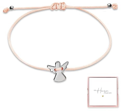 Schutzengel Armband Silber mit Verstellbarem Geflochtenem Seil - Engel Armbändchen als Kleine Weihnachtsgeschenke - Adventskalender Füllung Frauen & Mädchen, Kleinigkeiten für Adventskalender