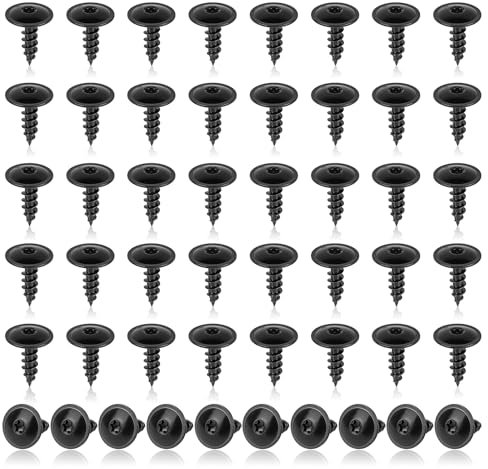 Lot de 50 vis M5 x 16 mm auto-frapper avec tête à bride, en acier inoxydable noir, champignon, éléments de fixation ronds, vis modifiées pour tôle, planche à pâtes et bois