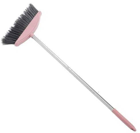 Balai de Sol à Long Manche Rose, Acier Inoxydable Pet, Angle 45° | Nettoyage Intérieur et Extérieur, Balayage Rapide, N’abîme Pas les Sols