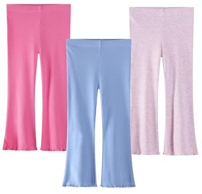 EmaoFun Legging Évasé en Côtelé pour Filles 3 à 7 Ans, Lot de 2 ou 3 Unités(Purple)