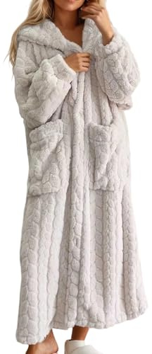 Peignoir femme Décontracté, long pyjama en flanelle corail avec vêtements d'intérieur de style coréen pour se détendre en hiver, Blanc., L