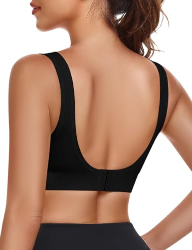 UMIPUBO Reggiseno Sportivo Donna Senza Ferretto Reggiseni Sportivi Push up Bustier Imbottiture Rimovibili Invisibile Top Sportivo Schiena Scoperta Bralette Intimo Corsa Jogging Yoga (Nero, XL)
