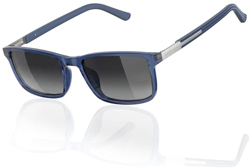 Amorays Sonnenlesebrille Lesebrille Herren UV400 Schutz TR90 Rahmen Edelstahlbügel Gummibügel brille with Federscharnier TYLH8092（Blau，+2.00）