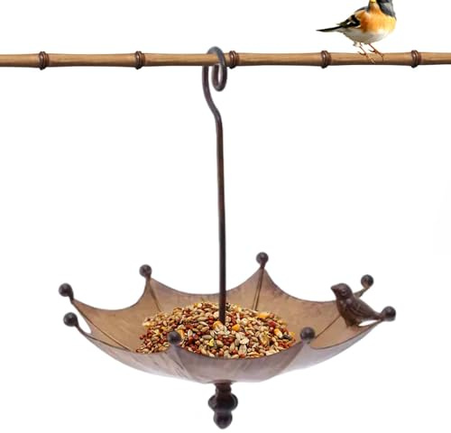 vOutdoor Mangeoire à oiseaux, plateau de nourriture résistant aux écureuils, mangeoires à suspendre en forme de parapluie pour colibris et oiseaux sauvages, jardin, balcon, clôture, porche, jardin