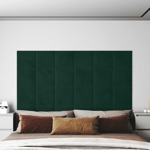 LoogCape Vägghuvuddel 12 stycken mörkgröna sammetsöverdrag rektangulär 30 x 30 cm stoppade väggkuddar sovrum dekoration tillbehör stöd stoppning krävs