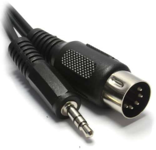 kenable 5-polig DIN-kontakt till 3,5 mm stereojackkabel – Audiokabel för tangentbord och stereo – 1 m [1 meter/1m] svart