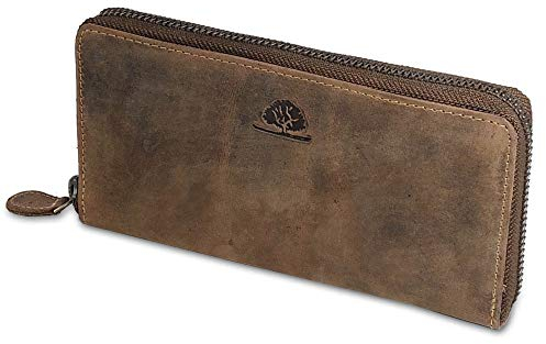 Greenburry Vintage Damen Geldbeutel Leder Geldbörse braun | 19 x 2,5 x 10 cm