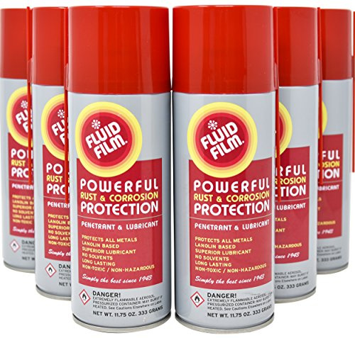 Fluid Film Rust & Corrosion Protection, Metal Surface Penetrant & Lubricant, Marine, Automotive, Industrial, Home, 11.75 Oz Aerosol Spray (Pack of 6)