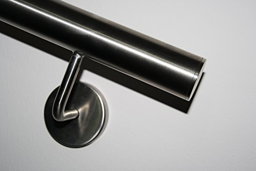 Edelstahl Handlauf V2A 42,4mm 240K geschliffen Wandhandlauf geteilt mit gerader Endkappe 3800 mm