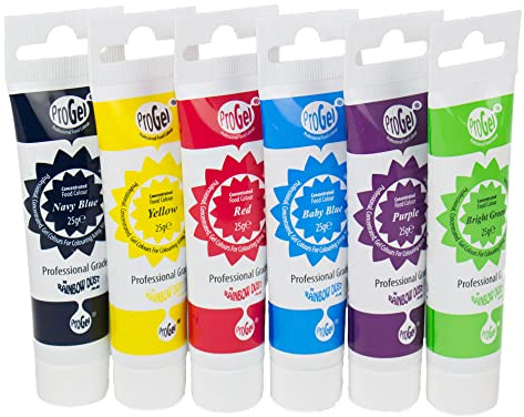 AOS Set | Rainbow Dust Lebensmittelfarbe Pro-Gel 6er Set | 6 intensive Farben a 25g | hochkonzentrierte Gel-Farbe | Tortendeko Backzubehör