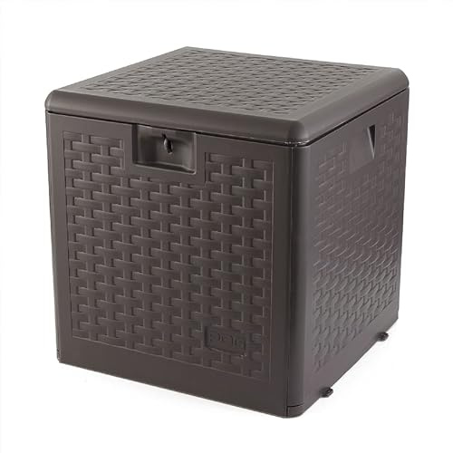 Plastic Development Group Outdoor Storage Deck Box, Standard Closure, 28 Gallon, Java