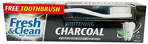Fresh & Clean Whitening Charcoal Toothpaste 100ml with Free Toothbrush