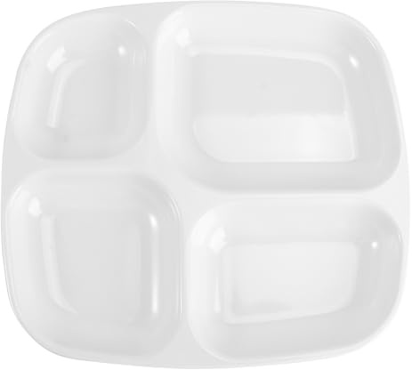 DOITOOL 10.23 Inch Divided Compartments Plate Melamine 4 Grid Anti-Fall Tray Practical Tableware for Home Restaurant Use