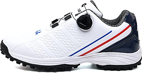 Adoff Golf Schuhe Herren Anti-Skid Wasserdicht Atmungsaktive Turnschuhe Bequeme atmungsaktive Golfschuhe (42,weiß Rot)