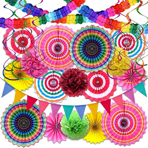 YBwanli Party deko， SommerParty deko，gartenparty， Karneval Fasching,Regenbogen deko Kindergeburtstag,24 Stück Wo Eleganz auf Farbe trifft,die Sie veranstalten