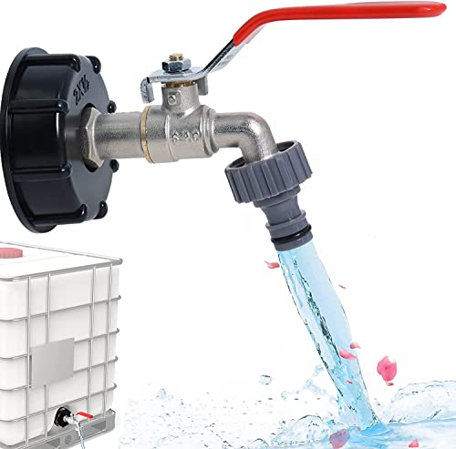 IBC Auslaufhahn, Brass IBC Wasserhahn 1/2 Zoll, S60x6 Wassertank 1000L Adapter, IBC Tank Zubehör, Gartenschlauch Wassertank Schlauchanschluss Ersatz Für IBC Regenwassertanks