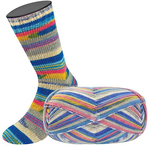 LANA GROSSA Meilenweit Arte | Sockenklassiker, bedruckt und waschmaschinenfest | Handstrickgarn aus 80% Schurwolle & 20% Polyamid | 100g Wolle zum Stricken & Häkeln | 420m Garn FB 6805