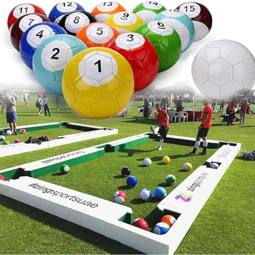 LINCYS 16 Stücke Billard Aufblasbare Fußball Snooker Bälle Tischspiele Indoor Outdoor Leder Fußball Pool Kick Billard Set Für Pool Ball Spielzeug Sport Aufblasbar,20CM