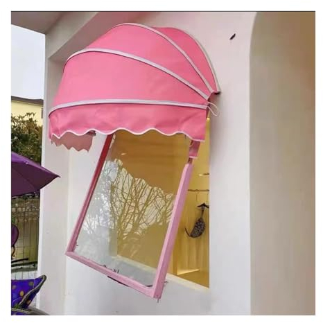XLIHAWY Vordach Fur Haustur, Faltbar Runden Polyester-Sonnenschutzabdeckung, Anti-UV-Regenschnee Schutzhütte (Farbe : Rosa, Größe : 51.18x25.6in)